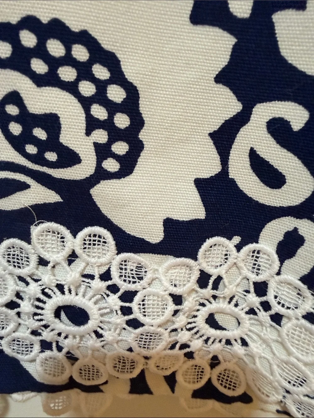 Talbots Navy & White Floral Lace-Trim Mini Skirt